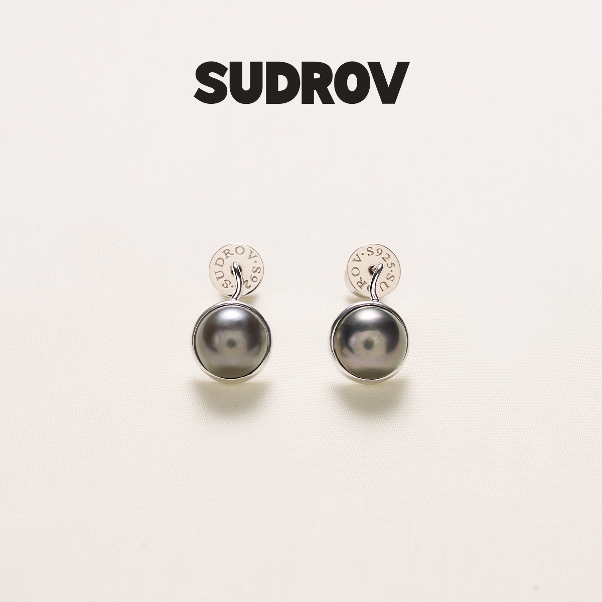 SUDROV素觉黑珍珠18k金耳环